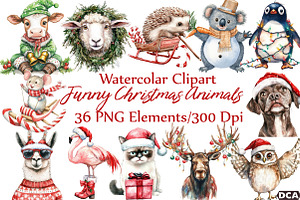 Funny Christmas Animals, an Illustration by DreamCafeArt