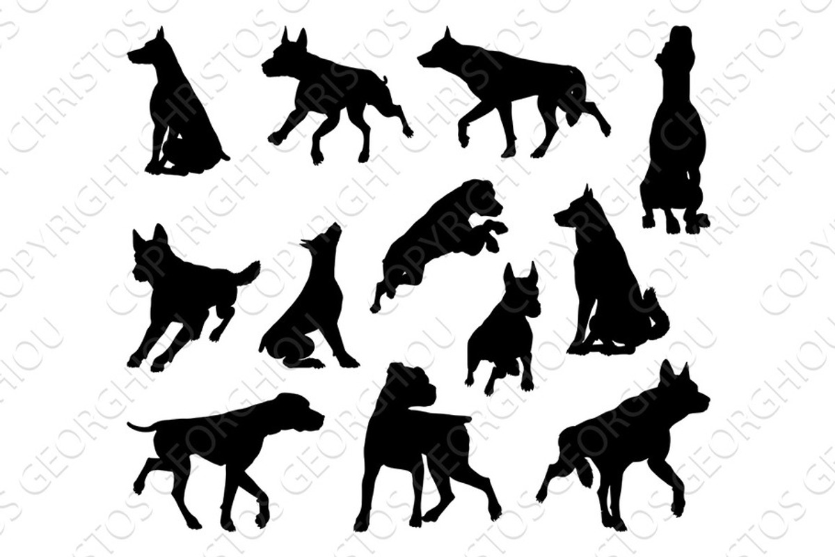 Dog Silhouettes Animal Set, an Animal Illustration by Christos Georghiou