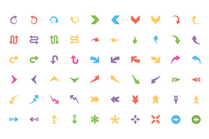 400 Flat Arrows Vector Icons