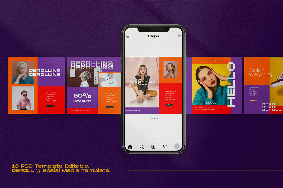 DEROLL - Social media Pack, a Social Media Template by Dirtytemp Studio (Photo 2 of 13)
