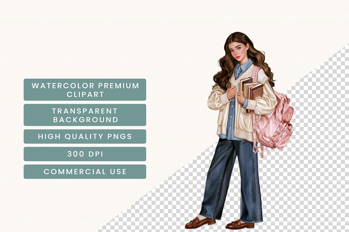 Back to School Student Clipart, a Person Illustration by BusyDaydesign (Photo 7 of 9)
