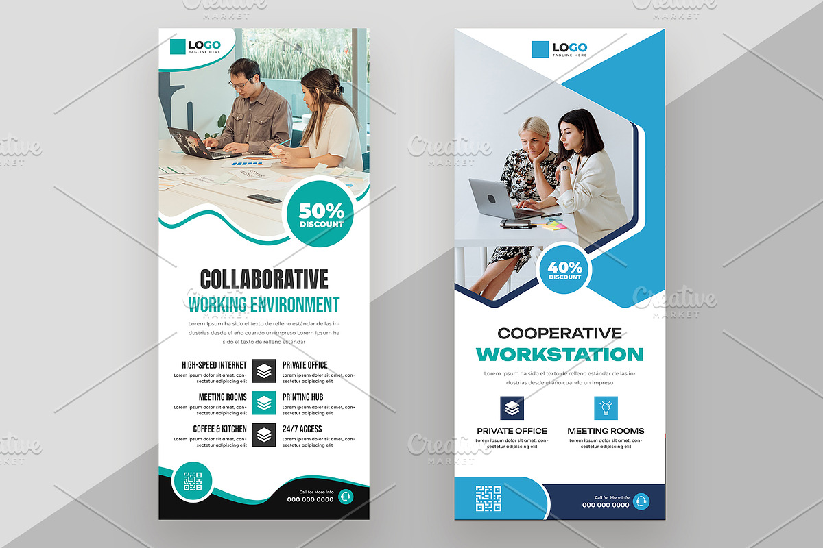 Co Working Space Roll Up Banner, a Stationery Template by nandinigraphics (Photo 2 of 3)
