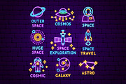 Outer Space Cosmos Neon Vector Icons, an Outline Icon by Anna_leni (Thumbnail 7 of 9)