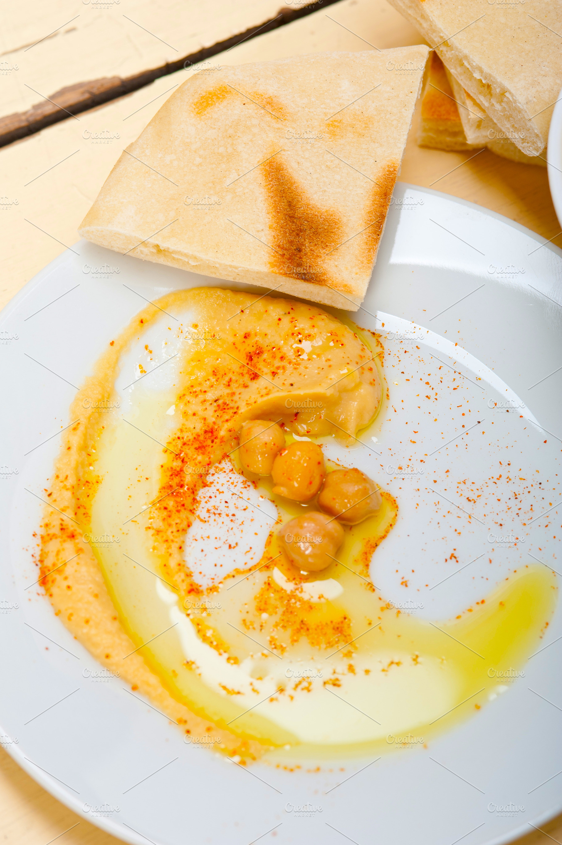 Hummus with pita bread, a Food & Drink Photo by keko64