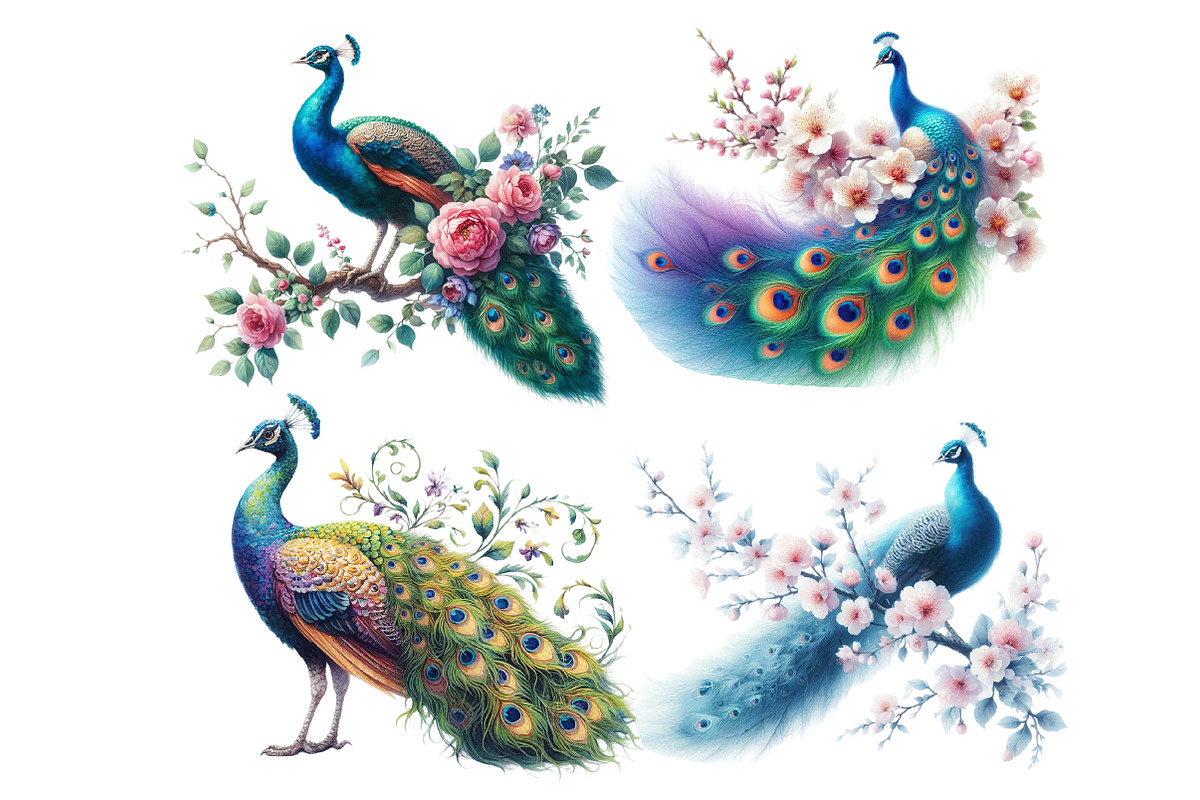 Peacock bird Clipart, an Illustration by Designworld (Photo 4 of 4)
