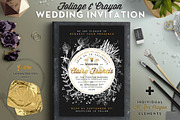 Foliage & Crayon Wedding Invite I, an Invitation Template by The Wedding Shop (Thumbnail 1 of 6)