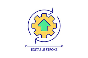 Rotating gear with upward arrow RGB, an Icon by IMG Visuals
