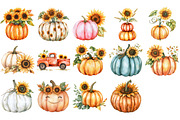 Autumn Pumpkin with Sunflower, an Illustration by Craft Nest (Thumbnail 3 of 5)