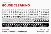 House cleaning icons (Line), an Outline Icon by Totto House (Thumbnail 2 of 3)