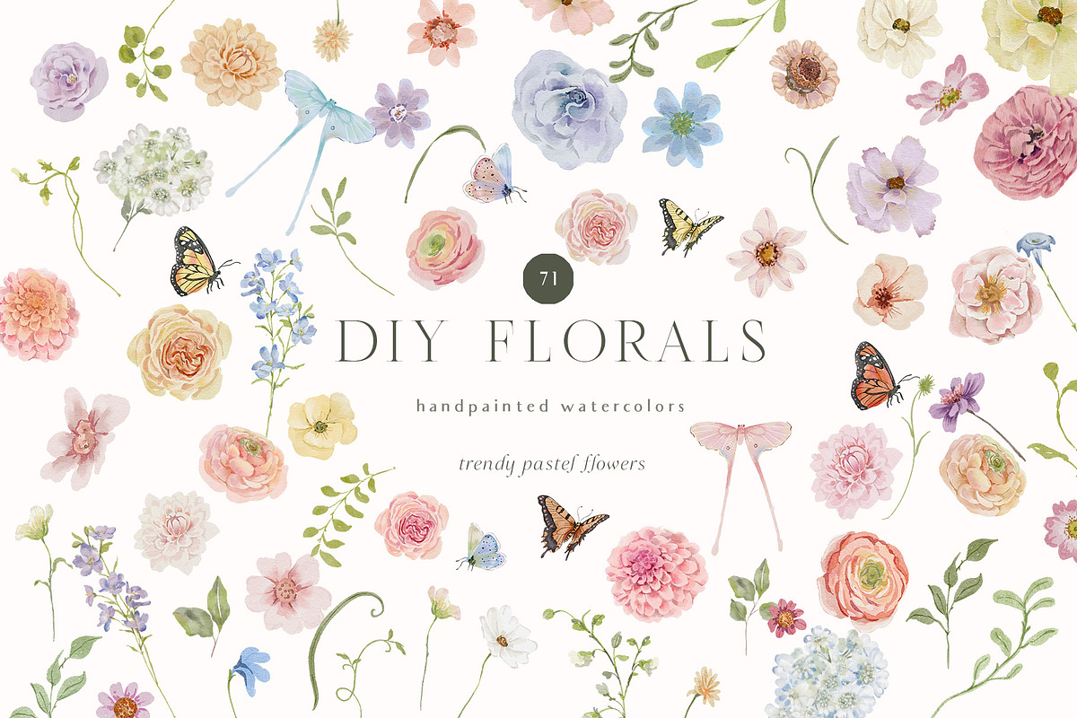 Spring summer pastel flowers clipart, a Decorative Illustration by Grace Noboa Illustrations (Photo 19 of 20)