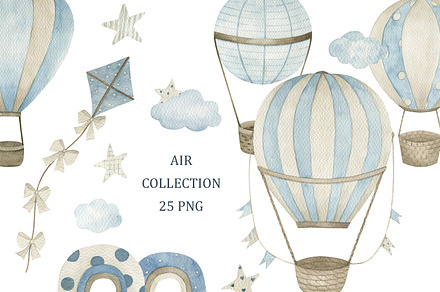 Blue Air Collection, an Object Illustration by Natikka Art