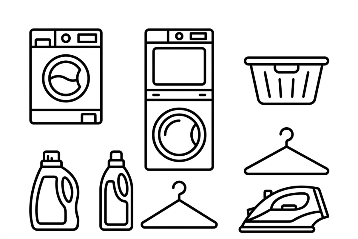 42 Laundry Essentials Icon Set, an Outline Icon by adenpinkstore (Photo 2 of 18)