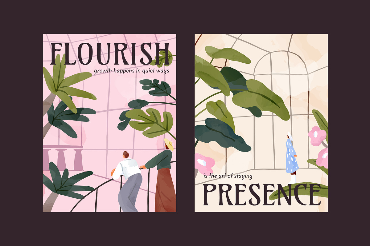 People in botanical garden, posters, a Decorative Illustration by PaperTrident (Photo 7 of 7)