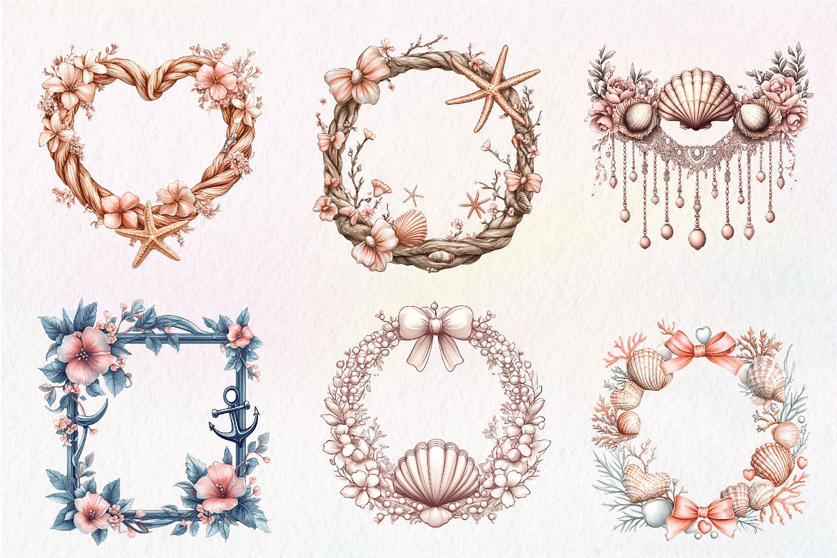 Coquette Coastal Summer Frame Bundle, an Illustration by CreationArt (Photo 2 of 5)