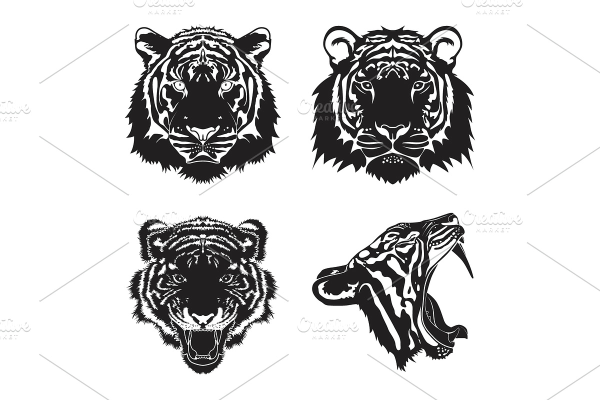 Set Of Tiger Head Vector, a Branding & Logo Template by Atlantis X Nurman Arbai (Photo 1 of 2)