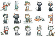 Watercolor Christmas Cat Clipart, an Illustration by Daily.Designs (Thumbnail 4 of 5)