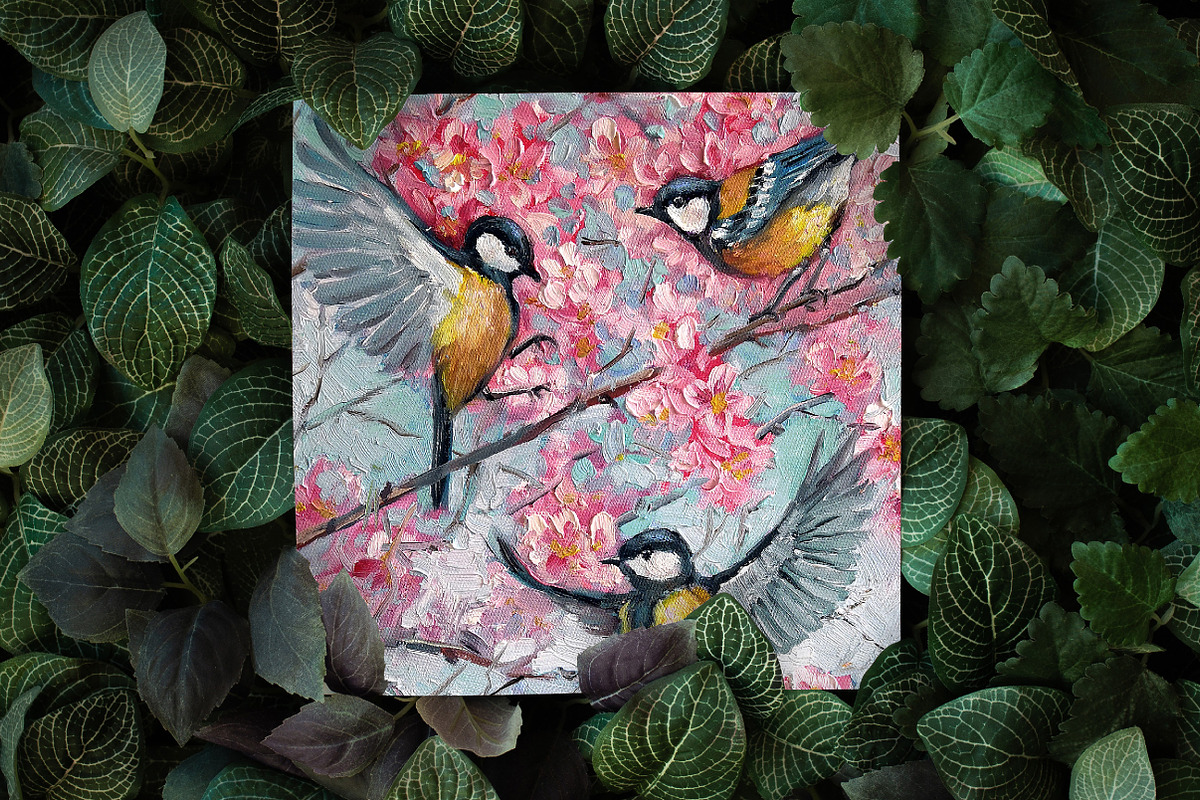 Birds welcome Spring - oil painting, an Animal Illustration by Lana Sham (Photo 9 of 13)
