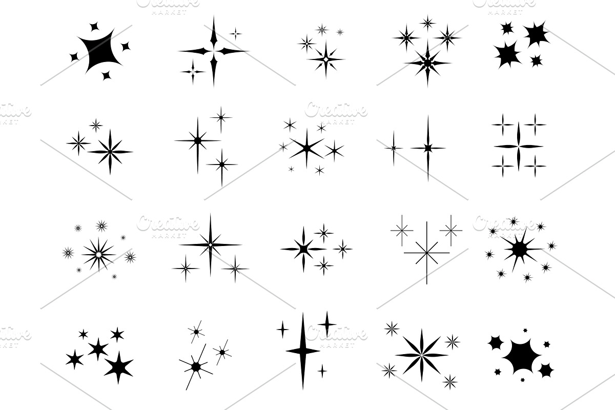 Sparks silhouettes. Twinkle star, an Object Illustration by Vectorbuum