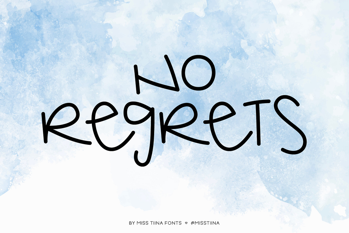 No Regrets Font, a Handwritten Font by Miss Tiina (Photo 1 of 3)