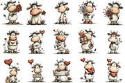 Whimsical Valentine Cow Clipart, an Illustration by Designking (Thumbnail 2 of 5)