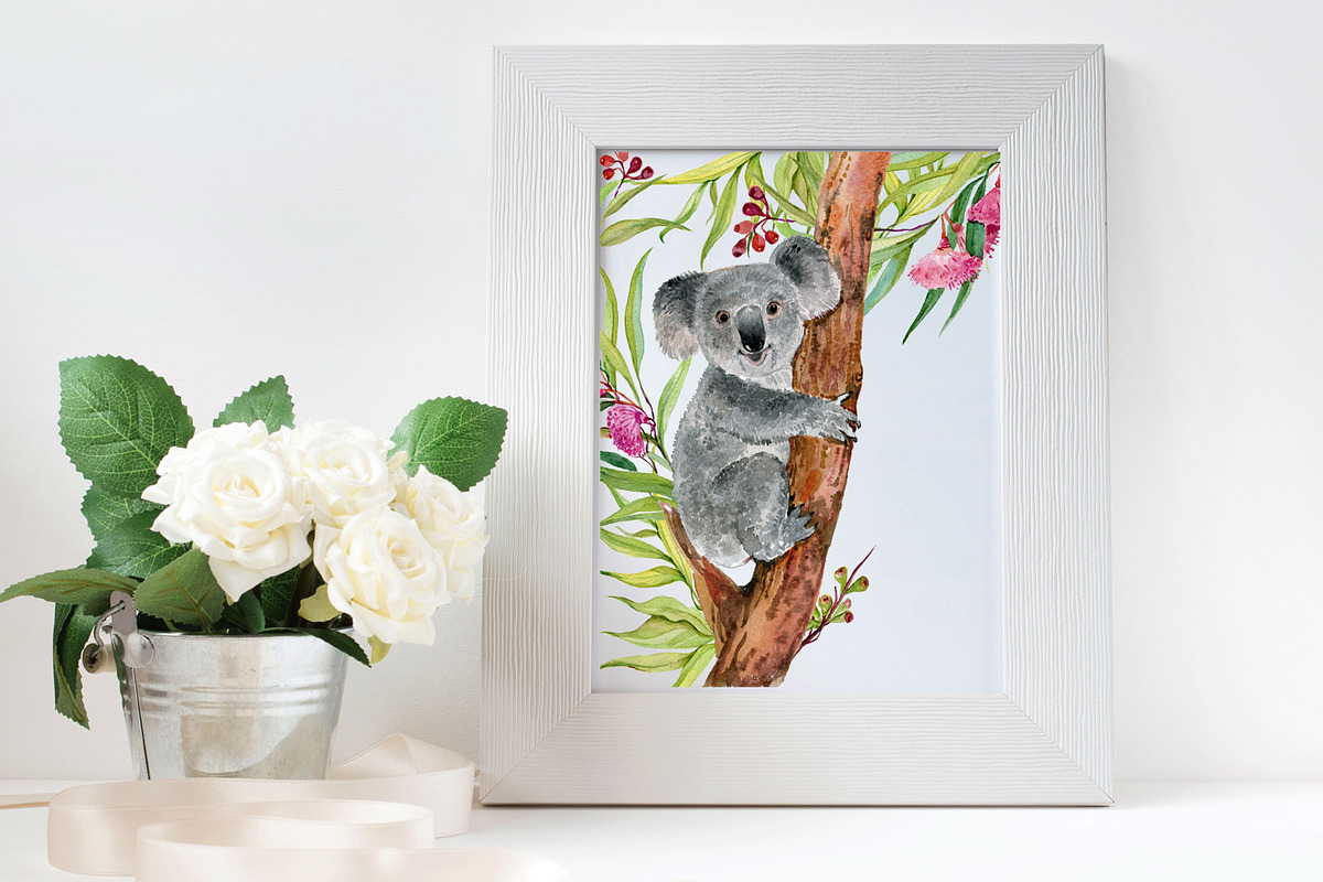 Koala & eucalyptus set illustration, an Animal Illustration by MitrushovaArt (Photo 6 of 7)