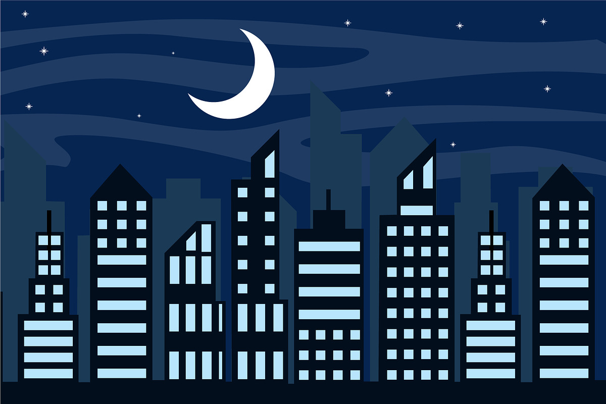 cityscape at night landscape vector, a Decorative Illustration by zyxroun shop