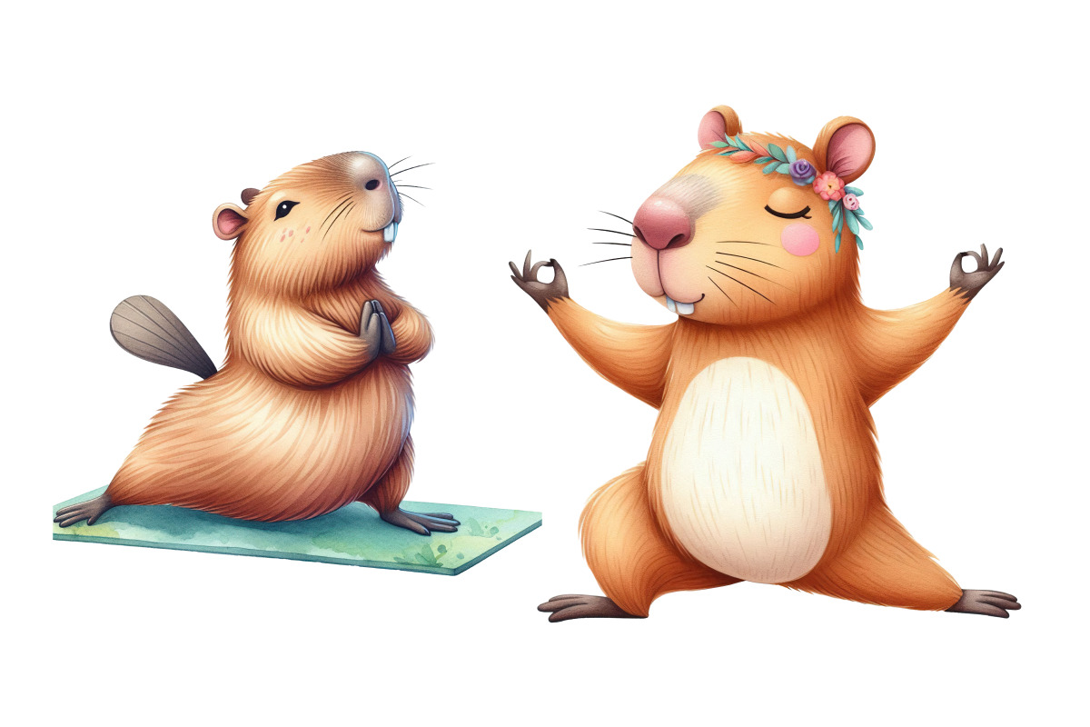 Capybaras yoga PNG collection, an Animal Illustration by Whimsy Brush Studio (Photo 2 of 9)