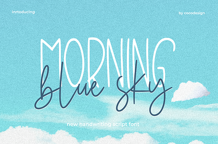 Morning blue sky, a Handwritten Font by cocodesign