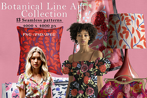Botanical Line Art Patterns
