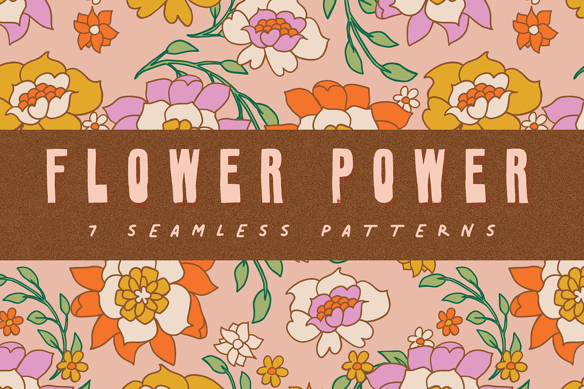 70s RETRO FLORAL PATTERN SET, a Pattern Graphic by Lauren Lesley Studio (Photo 1 of 16)