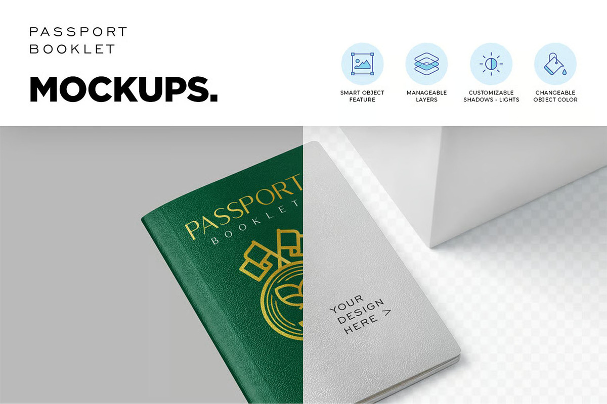 Passport Booklet Mockups, a Product Mockup by megostudi0 (Photo 5 of 7)