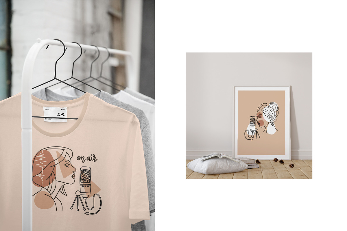 Line Art Vector Potraits with Mics, a Person Illustration by Lana Sham (Photo 5 of 8)