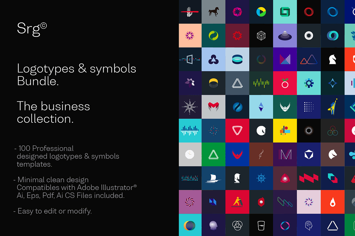 100 Logotypes & symbols bundle, a Branding & Logo Template by Srg® (Photo 1 of 9)