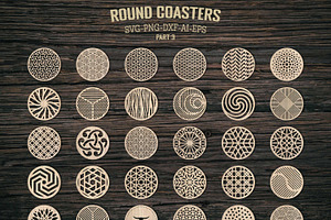 Coaster & Wall Decor Cut Files Pack, a Decorative Illustration by Seaquint