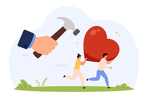 Tiny people saving love from danger, a Texture Illustration by Flashvector