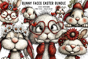 Bunny Faces Easter Bundle, an Illustration by CreationArt (Thumbnail 1 of 5)