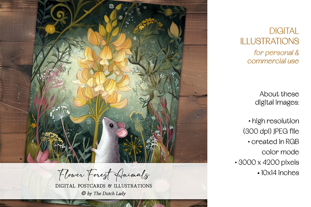 Forest Flower Animals Postcards, an Animal Illustration by The Dutch Lady Designs (Photo 5 of 7)