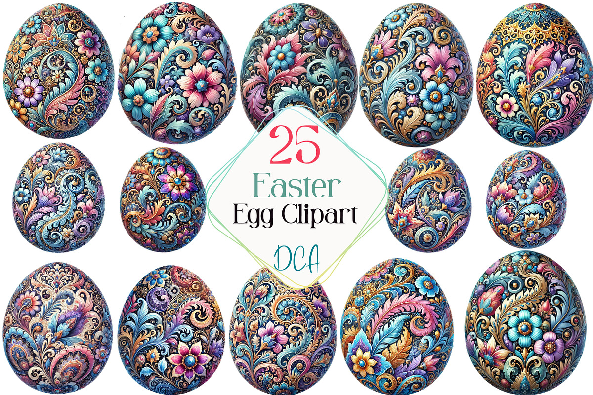 Watercolor Easter Egg Clipart, an Illustration by DreamCafeArt (Photo 1 of 5)