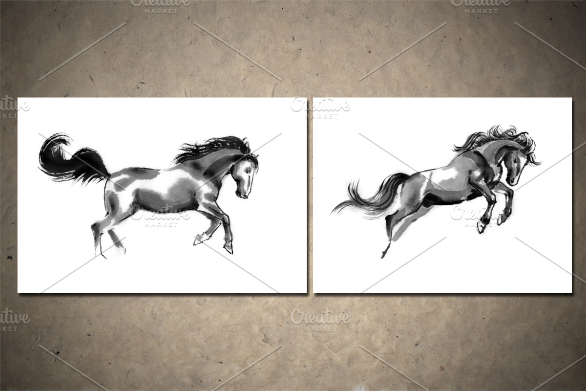 Horses Sumi-e Vol2, an Illustration by StabuLaRasa illustration (Photo 5 of 9)