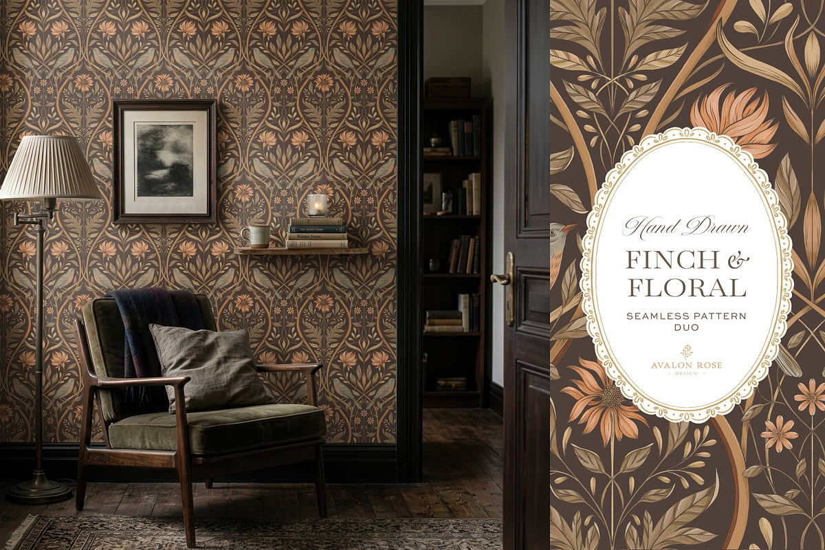 Vintage Bird & Floral Pattern Duo, a Pattern Graphic by Eclectic Anthology (Photo 6 of 13)