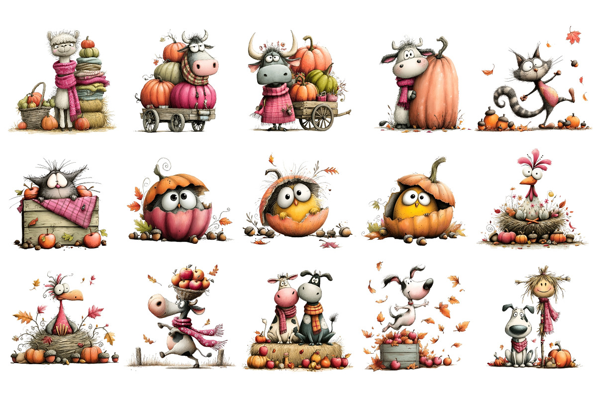 Quirky Autumn Farm PNG, a Seasonal Illustration by Nicolle's Colorful Art (Photo 2 of 6)