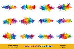 Watercolor Rainbow Paint Splatter