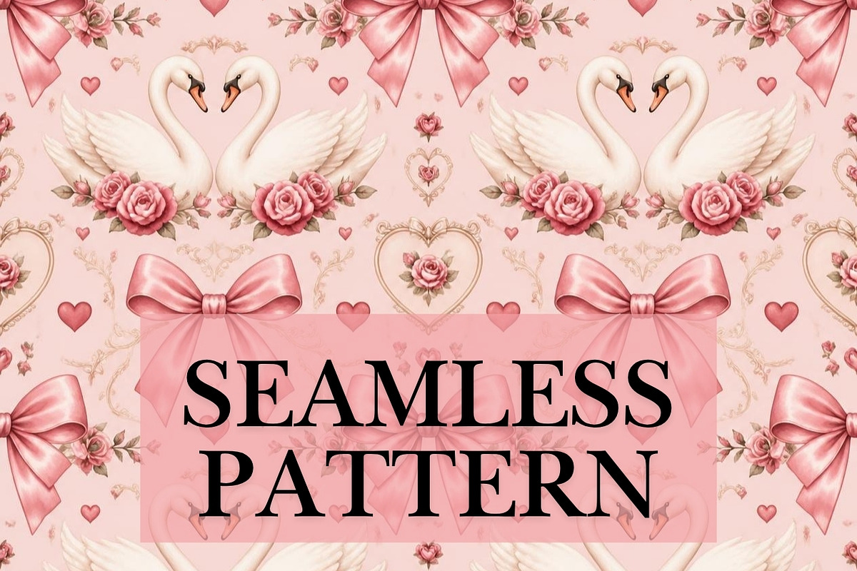 Swan & Bow Seamless Pattern, a Pattern Graphic by elfy creative (Photo 1 of 7)