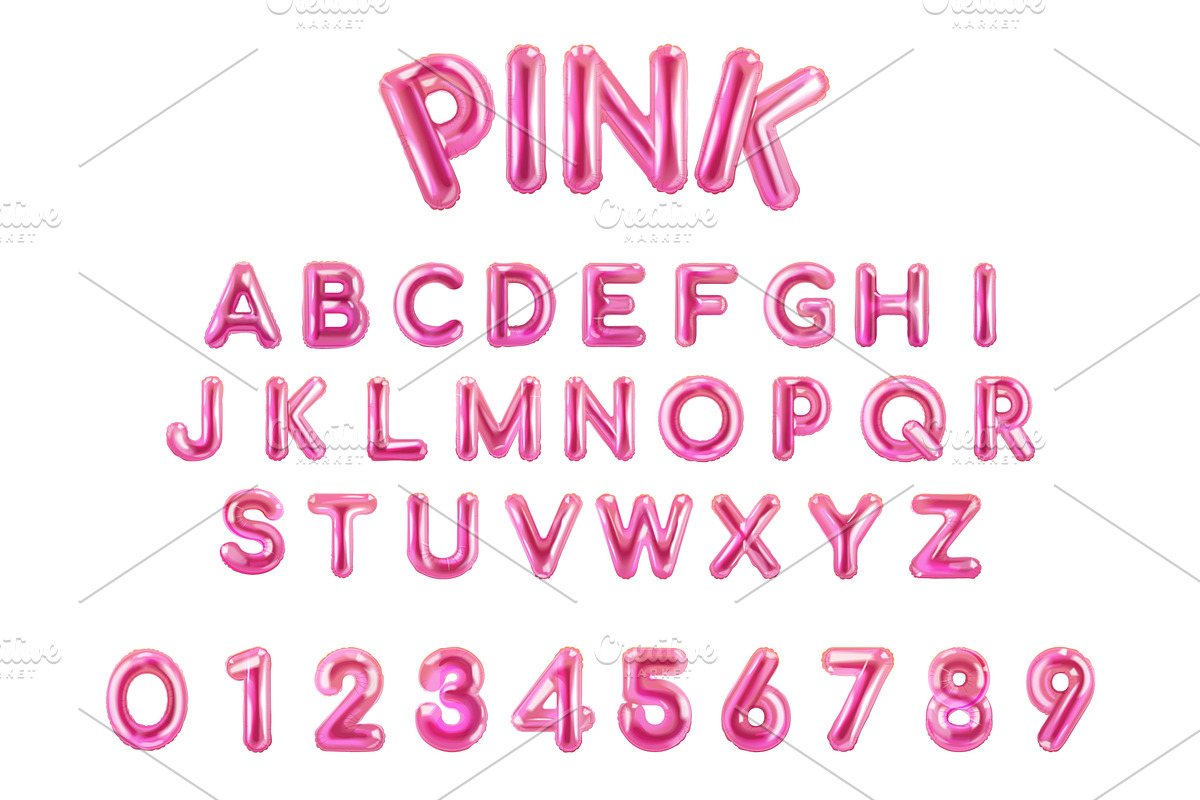 Pink balloon font. 3d bubble gum, an Object Illustration by Stock-Smart-Start