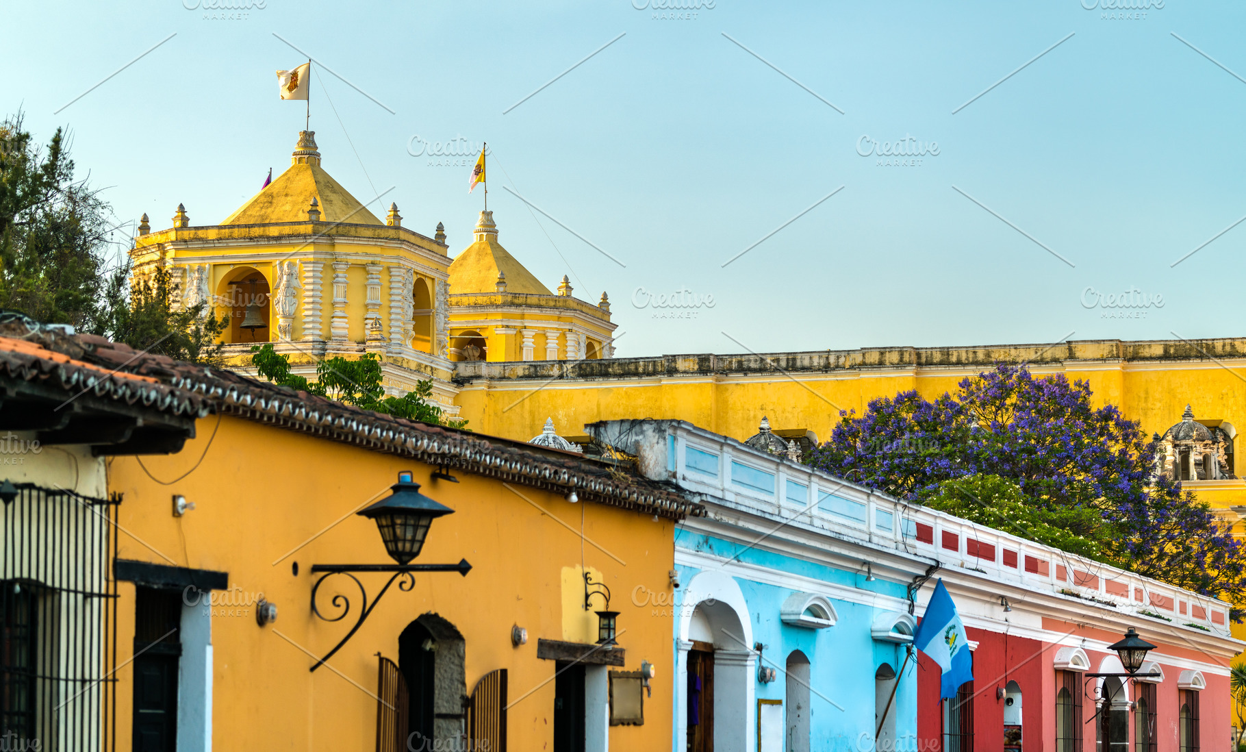 Traditional houses in antigua guatem stock photo containing guatemala and, an Architecture Photo by Leonid Andronov