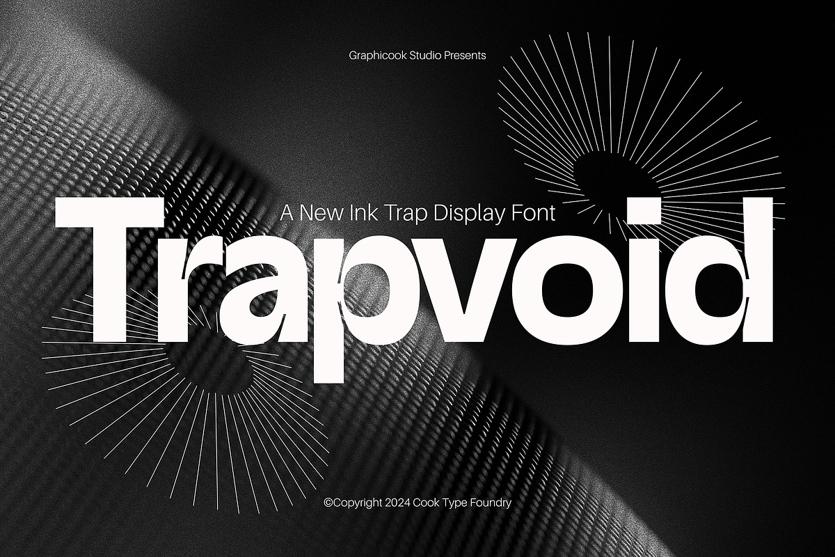 Trapvoid Ink Trap Display Typeface, a Sans Serif Font by graphicook