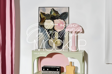 DIN A Chrome Frame PSD Mockup, a Household Mockup by WasMockups