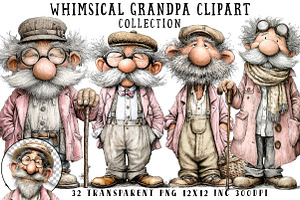 Whimsical Grandpa Clipart, an Illustration by OK Design