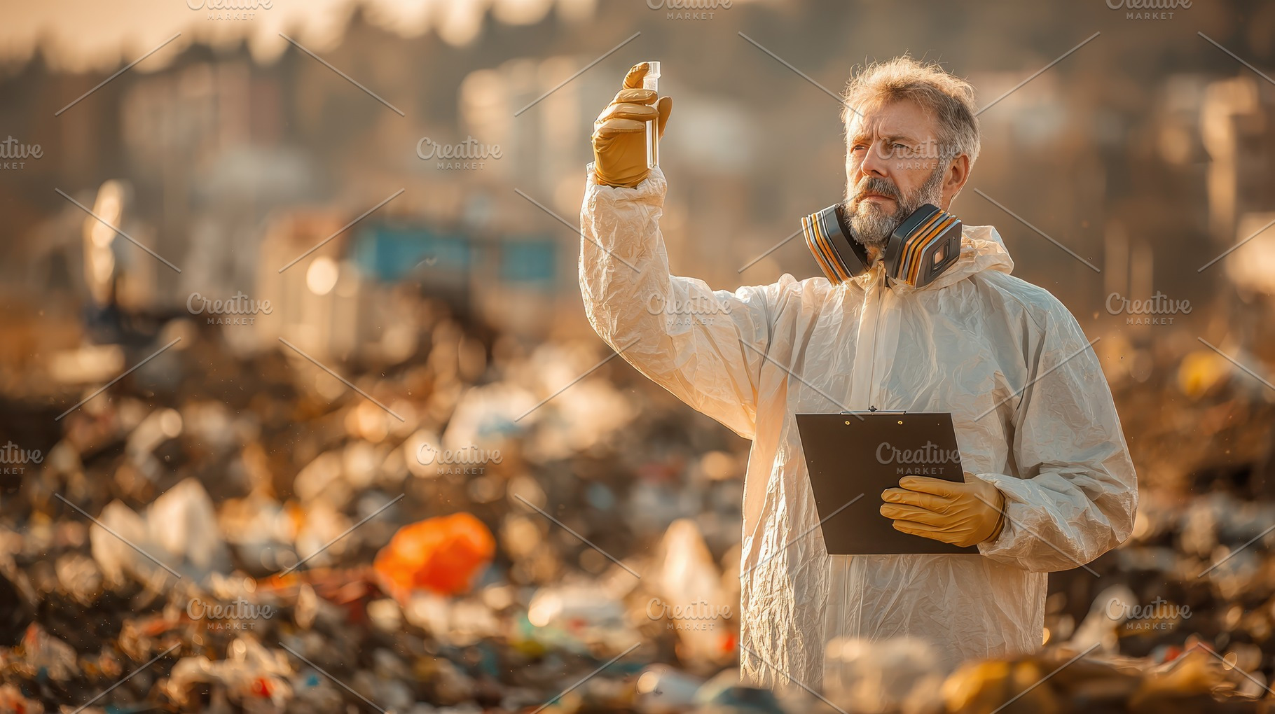 Scientist examining sample at landfi, a Photo by Pixeness Studio