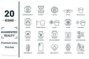 Augmented Reality Line Icon Set